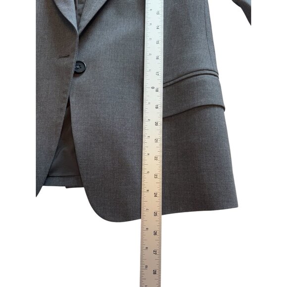 Theory Charcoal Gray Wool Blazer Women's Size 10 Gabe N Edition Single Breasted - Picture 3 of 10